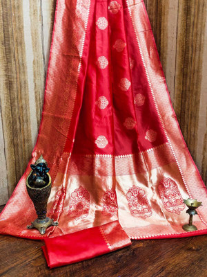 Aformi Woven Kanjivaram Art Silk Saree(Red)