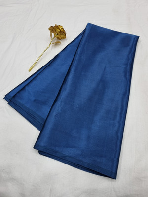 Arpita Fashion Solid/Plain Bollywood Pure Silk, Satin Saree(Dark Blue)