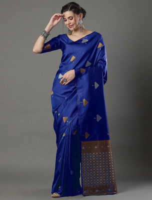 LITIRTHFAB Embellished, Woven Bollywood Jacquard, Pure Silk Saree(Blue)