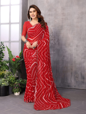 AAI LAXMI CREATION Printed Bandhani Georgette Saree(Red)