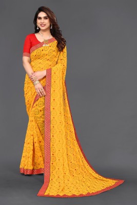 shobha Printed Banarasi Art Silk Saree(Yellow)