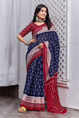 JASU CREATION Printed Handloom Pure Cotton Saree(Blue)