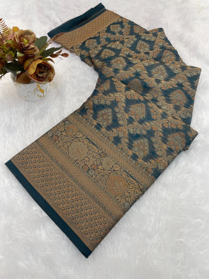 Julee Digital Print Daily Wear Organza Saree(Blue)