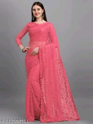 Saadhvi Printed Bollywood Net Saree(Pink)