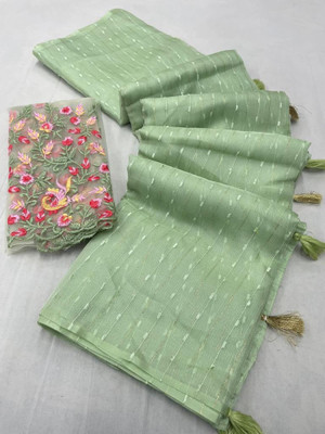 Vastramela Self Design Banarasi Net Saree(Green)