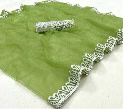 KUKADIYA CREATION Embroidered Bollywood Net Saree(Light Green)