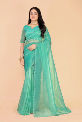 Divastri Embellished Bollywood Organza Saree(Green)