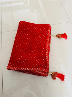 charmie designer Printed Bandhani Georgette Saree(Multicolor)