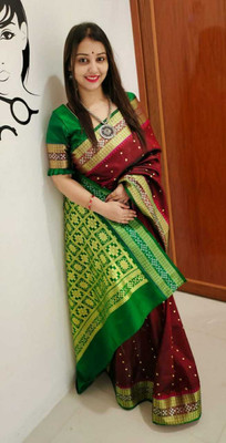 EEFA FASHION Embroidered Banarasi Satin Saree(Black)