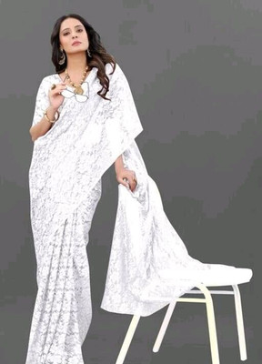 SwiftStyle Self Design, Embellished Daily Wear Net Saree(White)