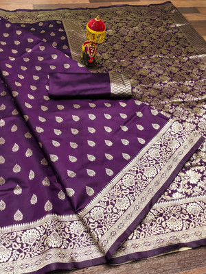 GATISHVAM TEXTILE Woven Banarasi Art Silk Saree(Purple)
