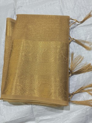 MT textiles Woven Banarasi Tissue Saree(Gold)