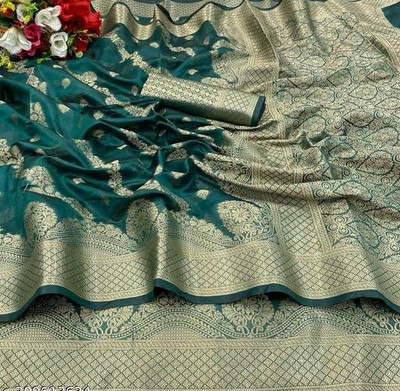 Harshiv Textile Self Design Bollywood Art Silk Saree(Light Green)