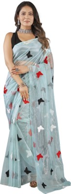 Aika Embroidered Bollywood Net Saree(Dark Blue)