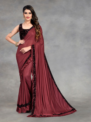SATVASHIV Embroidered Bollywood Lycra Saree(Maroon)