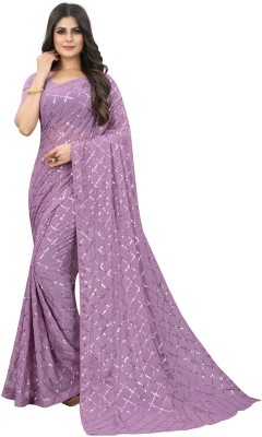 b bella creation Self Design Bollywood Georgette Saree(Purple)