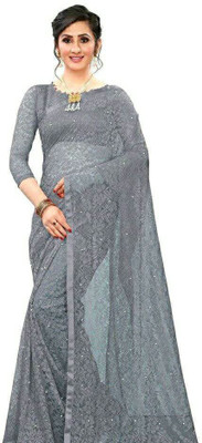 SAREEYA16 Floral Print Bollywood Net Saree(Grey)