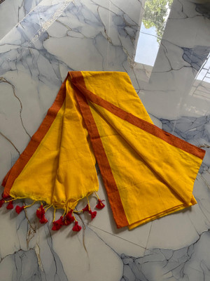 SARKAR TEXTILE Solid/Plain Tant Handloom Pure Cotton Saree(Yellow)