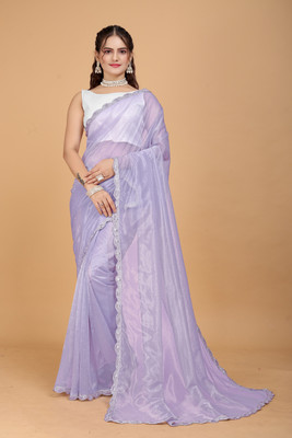 swara fashion Printed Bollywood Net Saree(Light Blue)