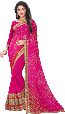 TINA FASHION Printed Bandhani Georgette Saree(Multicolor)