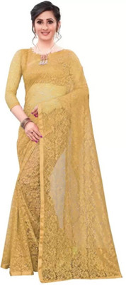 stylevilla Self Design Bollywood Net Saree(Cream)