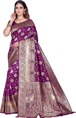 Akag Woven Kanjivaram Pure Silk Saree(Purple)