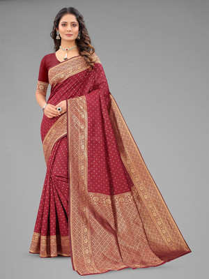 Julee Embellished Banarasi Jacquard Saree(Maroon)