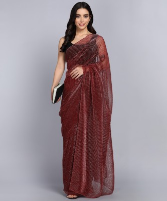 miracletex Solid/Plain Bollywood Supernet Saree(Light Blue)