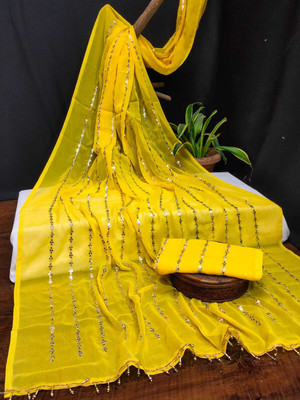 Sayal Creation Self Design Daily Wear Georgette Saree(Yellow)