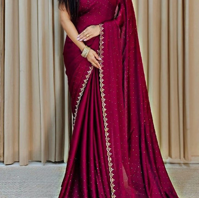 KAKADIYA CREATION Embroidered Bollywood Chiffon Saree(Maroon)
