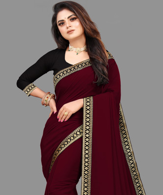 Jevlan Self Design Bollywood Georgette Saree(Maroon)