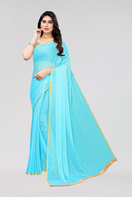Divastri Printed Daily Wear Chiffon, Georgette Saree(Blue)
