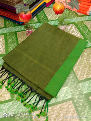 Moumitasaree Solid/Plain Tant Pure Cotton Saree(Light Green)