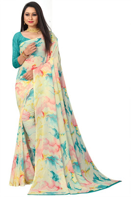 maayro Dyed Daily Wear Georgette Saree(Multicolor)