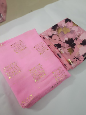 Desi Style Printed Bollywood Net, Chiffon Saree(Pink)
