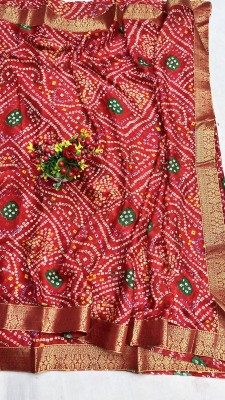 MINE CHOICE Printed Bandhani Art Silk, Crepe Saree(Red)