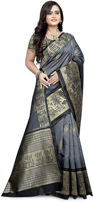 JATADHAR FAB Woven Kanjivaram Jacquard Saree(Grey)