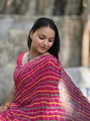 SkyCraftX Striped, Self Design Daily Wear Georgette Saree(Multicolor)