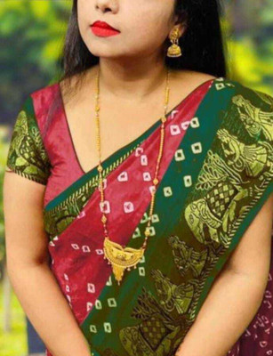 S.R.TEXTILES Printed Bandhani Crepe Saree(Multicolor)