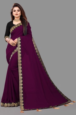 Netra Fashion Self Design Bollywood Georgette Saree(Purple)