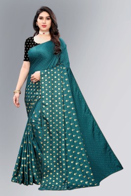 SARETRA MALL Embellished Bollywood Cotton Silk Saree(Dark Green)