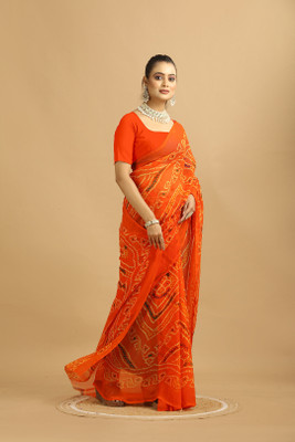 MAHARAJ SAREES Digital Print Bollywood Georgette Saree(Orange)