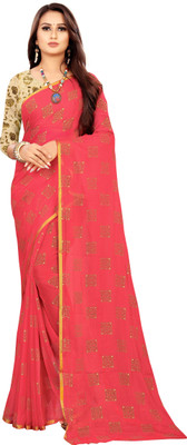 RHEY Self Design Bollywood Chiffon Saree(Pink)