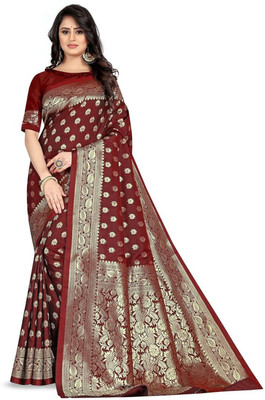 Julee Woven Banarasi Jacquard Saree(Maroon)