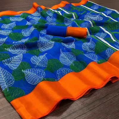 Vimalnath Synthetics Printed Daily Wear Cotton Silk Saree(Blue)