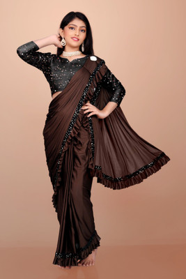 SATVASHIV Embellished Bollywood Lycra Saree(Brown)