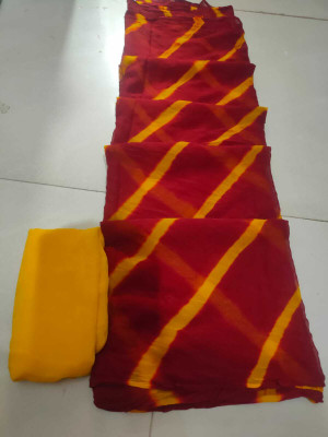 NeeLKANTH ENTERPRISE Striped Bandhani Chiffon Saree(Maroon)