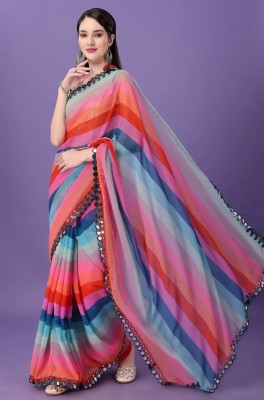 SHOBHTESH Striped Bollywood Georgette Saree(Multicolor)