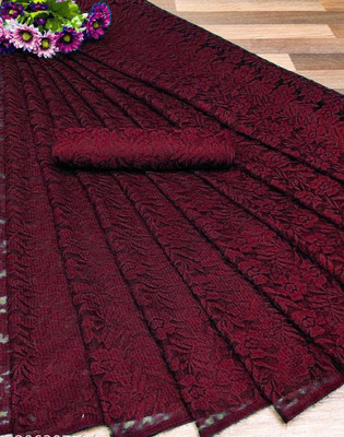Suali Self Design Bollywood Net Saree(Maroon)