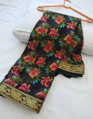 vani's studio Printed Kalamkari Georgette Saree(Red)
